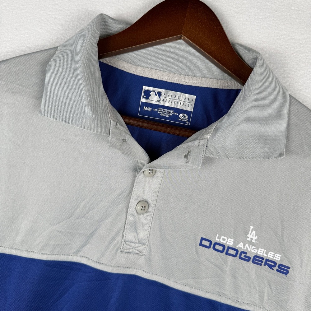 MLB Los Angeles Dodgers Polo Shirt Mens Medium Blue Gray Colorblock True Fan
